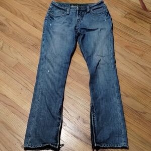 Vintage Odyn low rise straight leg jeans w jeans at pant edge Sz 28 Very unique!